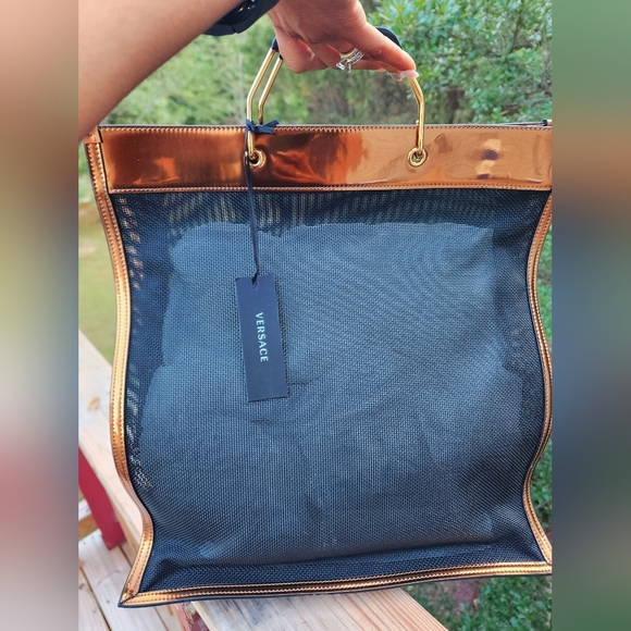 NWT Gold Versace Mesh Shopper - Picture 2 of 4